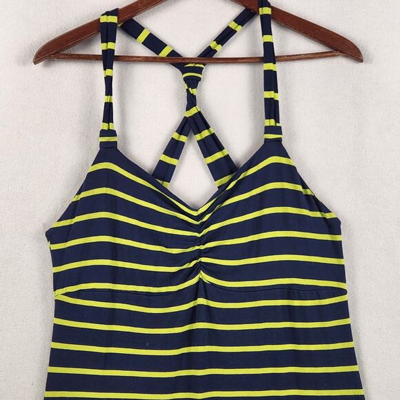 Dakini Athletic Dress Women’s SZ LG Blue/Lime Striped Stretch Twist Back Detail - Picture 4 of 14